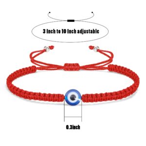 VIBILIA 2 Pcs Evil Eye Bracelets for Women Men Handmade Braided Kabbalah Good Luck Bracelet Rope Cord Thread Friendship Bracelet Adjustable String Minimalist Jewelry - Red & Black