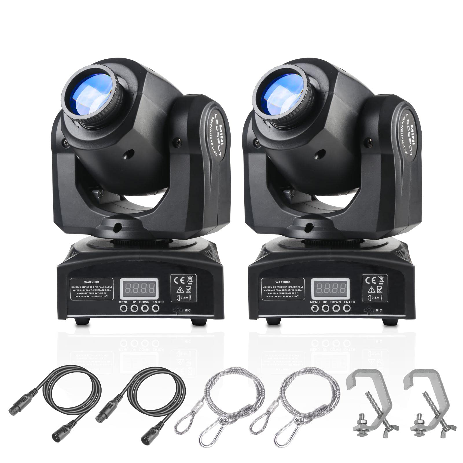 (2pack) LED Moving Head Light Mini 30W DJ Moving Head GOBO Light with 8 Gobos and 8 Colors, DMX and Sound Activation Dj Spotlight for Wedding, DJ, Party, Club, Disco, Beam Lights