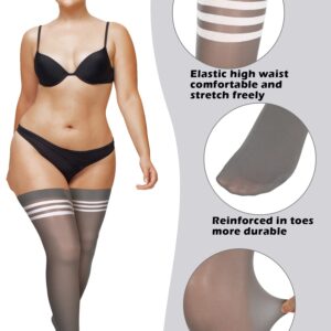 Bencailor 3 Pairs Plus Size Womens Thigh High Socks over the Knee Stockings Extra Long Thigh High Stockings for Wide Thigh (Black, White, Gray)