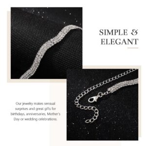 Chennie Rhinestone Choker Necklace Silver Crystal Necklaces Fashion Water Ripple Clavicle Chain Party Sparkly Adjustable Chain Jewerly for Women and Girls