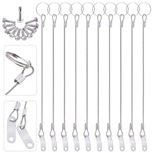 Glarks 20Pcs 11 Inches Lanyard Cable Set Including 10Pcs 304 Stainless Steel Safety Tether Wire with Quick Release Ring and Rubber Coating and 10Pcs Self Drilling Hex Head Screws for Car Boat Fastener