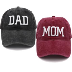 NDLBS Mom and Dad Hats Funny Birthday Gifts for Mom and Dad Embroidered Adjustable Baseball Cap Christmas Xmas Gift for Couples Parents