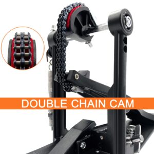 Double Bass Pedal, Double Chain Double Bass Drum Pedals, Double Kick Drum Pedal with Patch Suit for Kick Drum Set and Electronic Drums