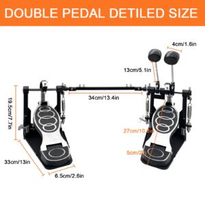 Double Bass Pedal, Double Chain Double Bass Drum Pedals, Double Kick Drum Pedal with Patch Suit for Kick Drum Set and Electronic Drums