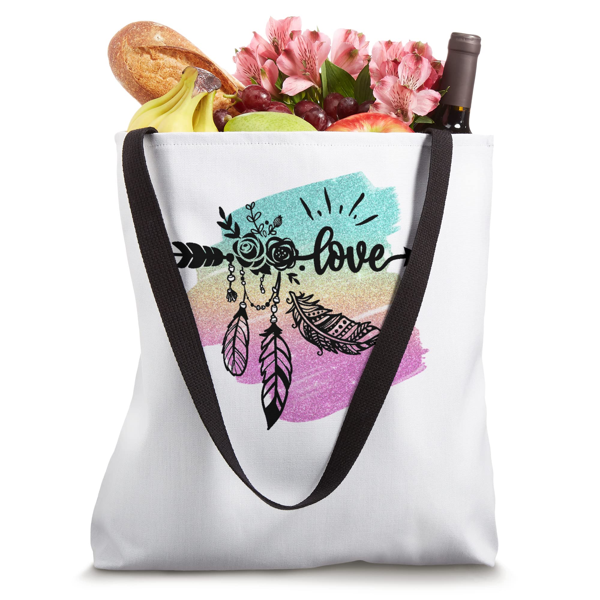 Boho Love Feathers Tote Bag