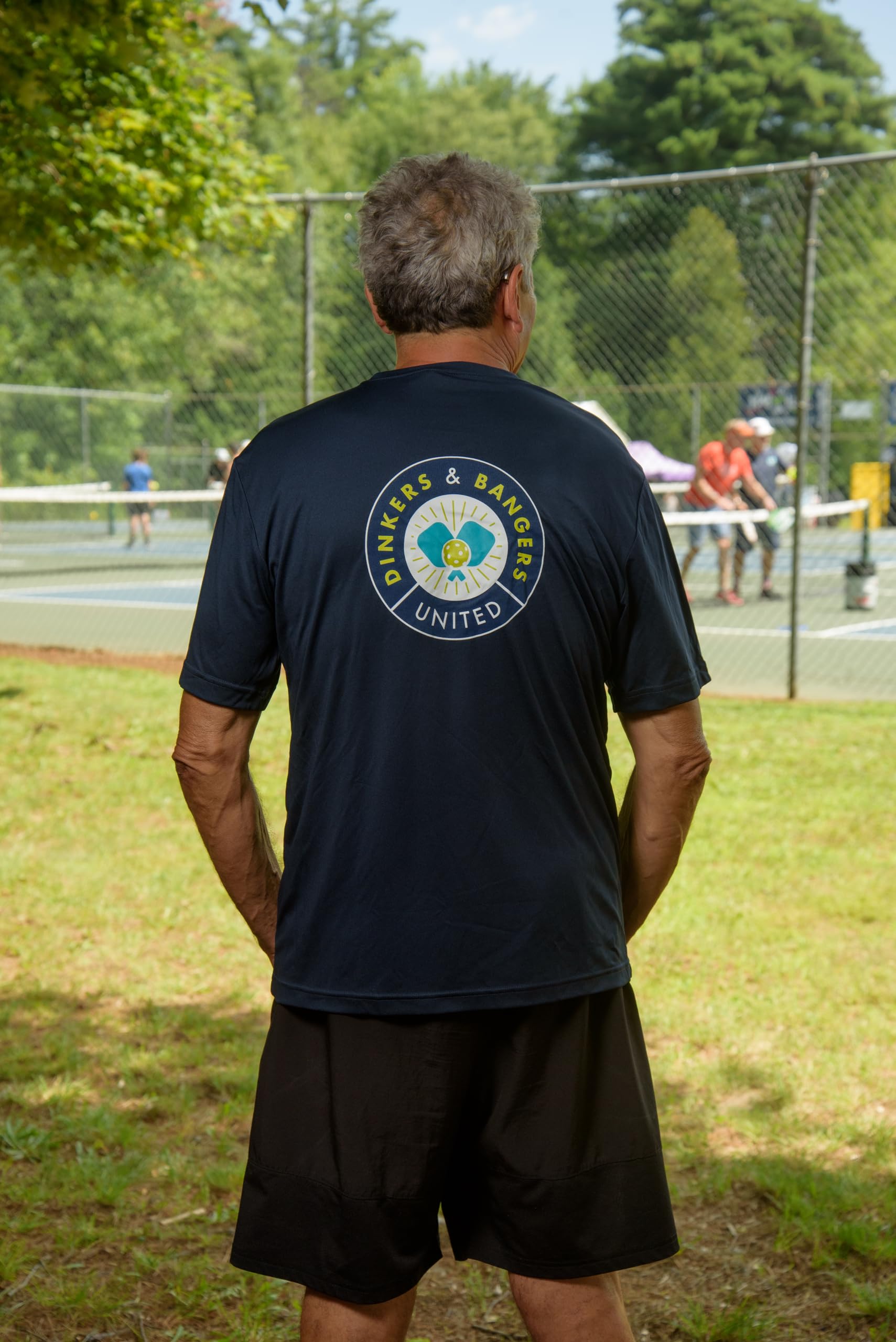 Dinkers & Bangers United™ - Men's Pickleball Performance T-Shirt - 2 Sided (as1, Alpha, x_l, Regular, Regular, Navy, XL)