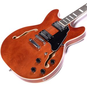 Redid Semi-Hollow Body Electric Guitar RD-100 Jazz Guitar with F-Hole,Maple neck,humbucker Pickups(Brown)