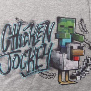 Minecraft Chicken Jockey Men's Athletic Heather Long Sleeve Shirt-Small