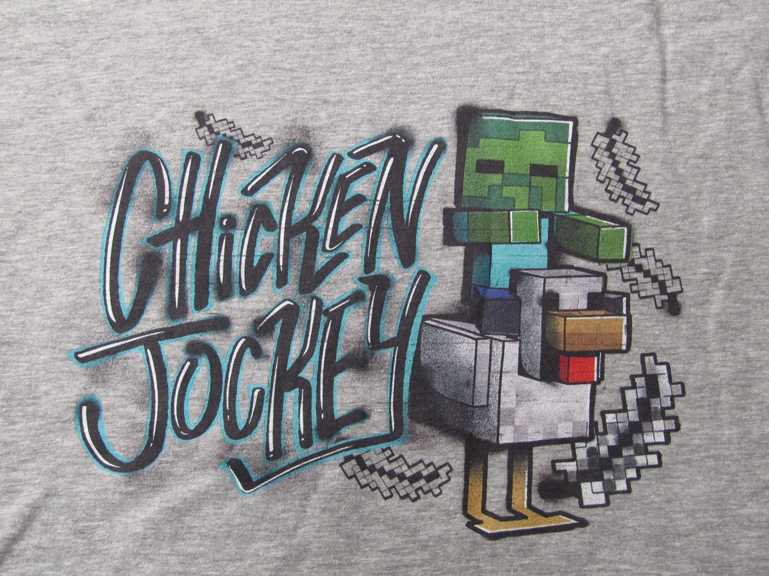 Minecraft Chicken Jockey Men's Athletic Heather Long Sleeve Shirt-Small