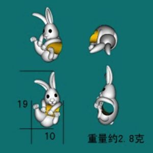 Jack Rabbit Easter Bunny 925 Sterling Silver Charm Bead For Pandora & Similar Charm Bracelets or Necklaces