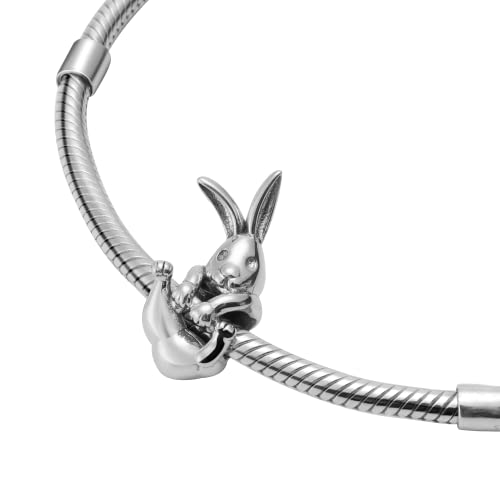 Jack Rabbit Easter Bunny 925 Sterling Silver Charm Bead For Pandora & Similar Charm Bracelets or Necklaces