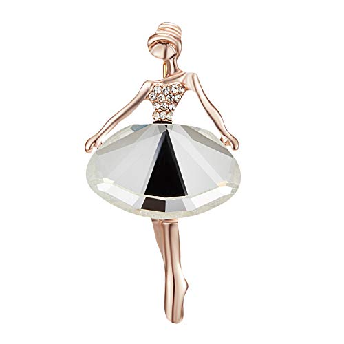 Initial Brooch Ballet Dancing Girl Brooch Elegant Dance Skirt Pin Ladies Anti-Lighting Corsage (D, One Size)