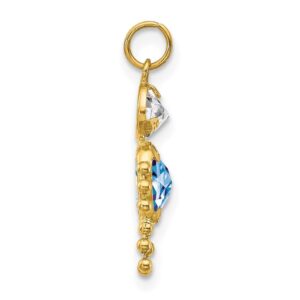 Auriga Fine Jewelry 10K Yellow Gold March Boy Birthstone Charm Pendant for Women (L- 0.79 Inch, W- 0.4 Inch)