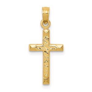 Auriga Fine Jewelry 10k Yellow Gold Cross Pendant (L- 24 mm, W- 10 mm) Gift for Women