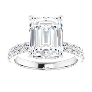 JEWELERYIUM 3 CT Moissanite Emerald Engagement Ring and Wedding Ring Bridal Set in Sterling Silver, colorless Moissanite, VVS1 Clarity, Sizes 4 to 11, Prong Set for Her (10)