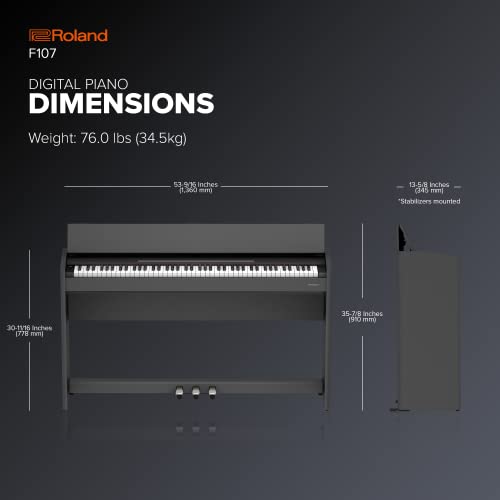 Roland F107 Digital Streamlined and Affordable Home Piano with Attractive Modern Design | Perfect for Beginners | Class-Leading Sound and Playability | Onboard Bluetooth