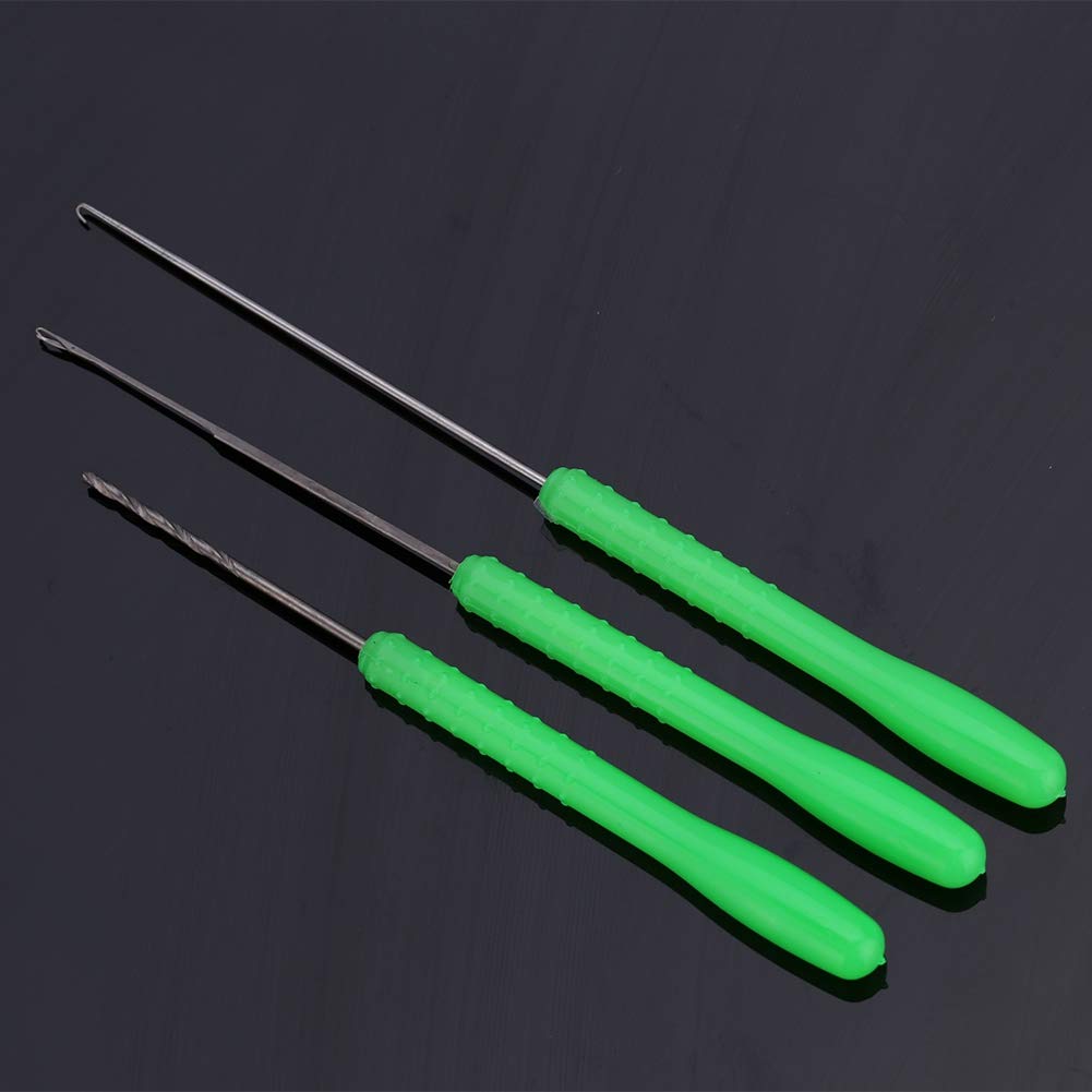 plplaaoo 3Pcs/Set Bait Needle Fish Drill Tackle Rigging Tool,Stainless Steel Fishing Bait Needle Set,Carp Fishing Drill Hook Needle Baiting Rig Tool for Making Rigs,Bait Making Equipment