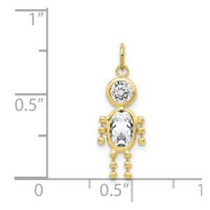 Auriga Fine Jewelry 10K Yellow Gold April Boy Birthstone Charm Pendant for Women (L- 0.79 Inch, W- 0.4 Inch)