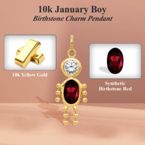 Auriga Fine Jewelry 10K Yellow Gold January Boy Birthstone Charm Pendant for Women (L- 0.79 Inch, W- 0.4 Inch)