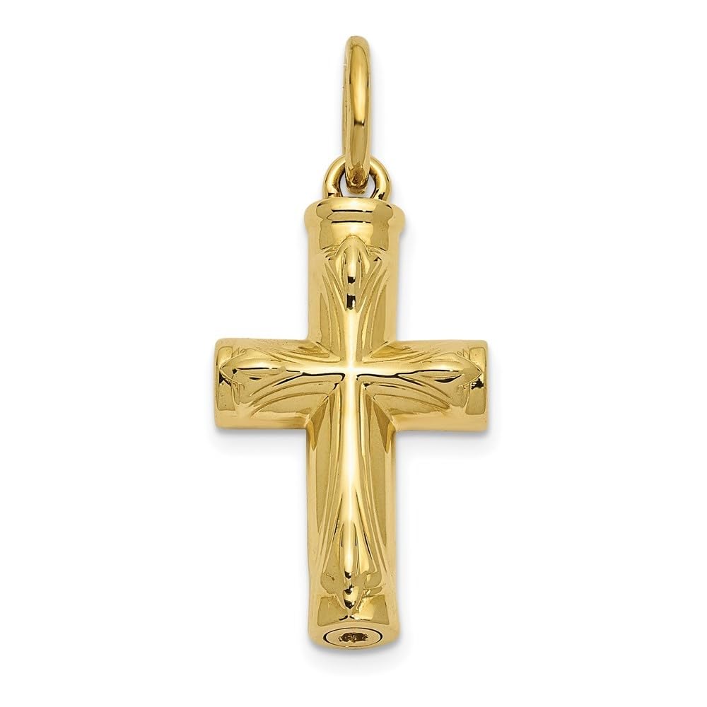 Auriga Fine Jewelry 10K Yellow Gold Cross Ash Holder Pendant, (L- 25 mm, W- 15.6 mm) Gift for Women