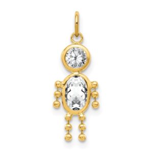 auriga fine jewelry 10k yellow gold april boy birthstone charm pendant for women (l- 0.79 inch, w- 0.4 inch)