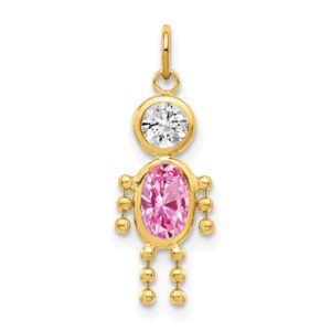 Auriga Fine Jewelry 10K Yellow Gold October Boy Birthstone Charm Pendant for Women (L- 0.79 Inch, W- 0.4 Inch)