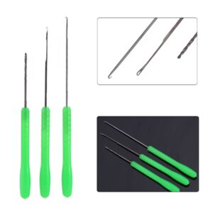 plplaaoo 3Pcs/Set Bait Needle Fish Drill Tackle Rigging Tool,Stainless Steel Fishing Bait Needle Set,Carp Fishing Drill Hook Needle Baiting Rig Tool for Making Rigs,Bait Making Equipment