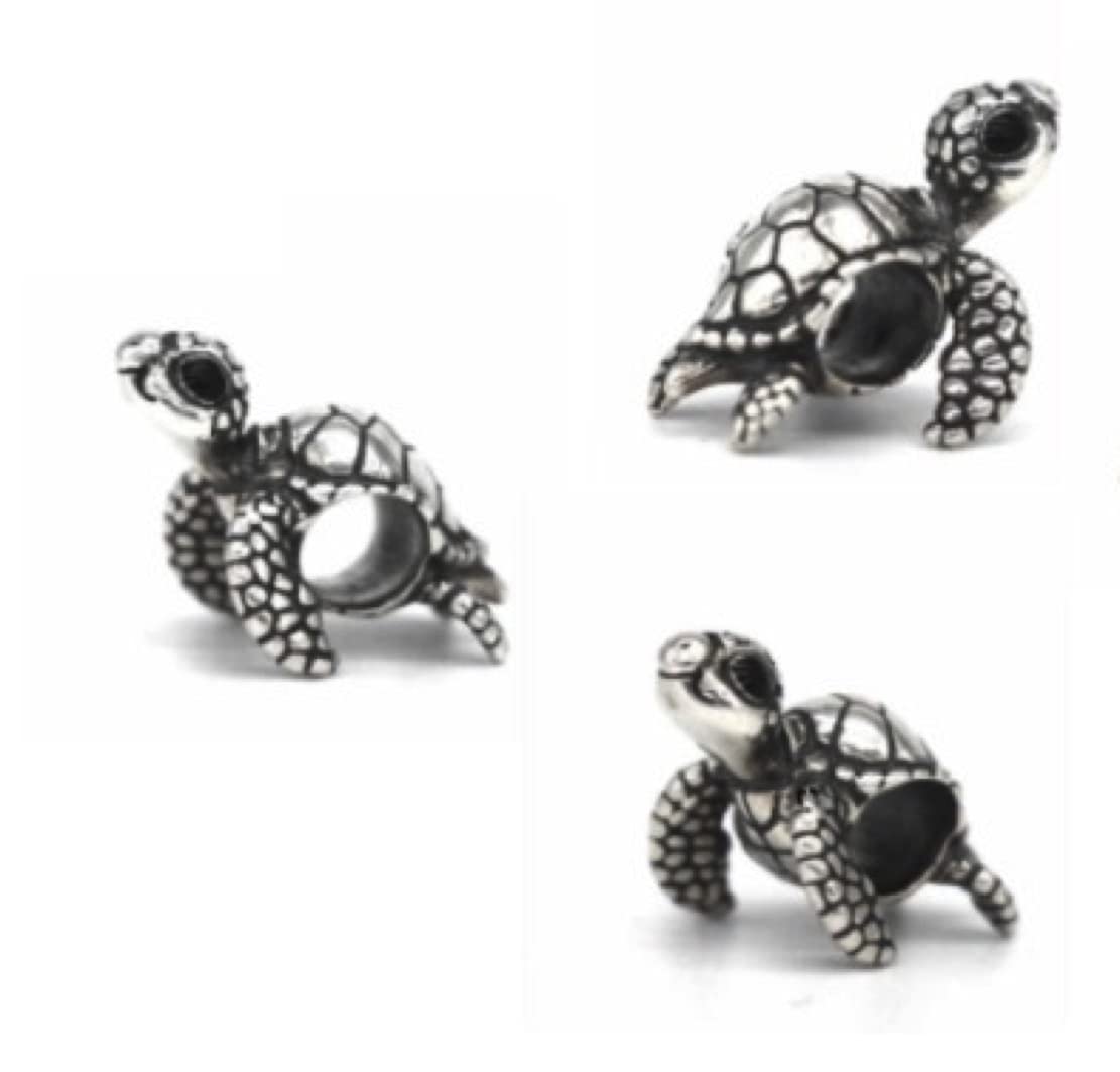 Realistic Baby Turtle 925 Sterling Silver Charm Bead For Pandora & Similar Charm Bracelets or Necklaces