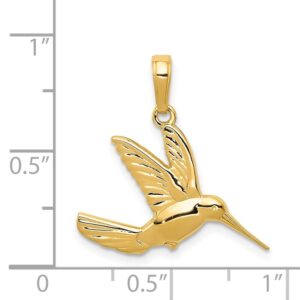 Auriga Fine Jewelry 14k Yellow Gold Hummingbird in Flight Pendant (L- 21 mm, W- 21 mm) Gift for Women