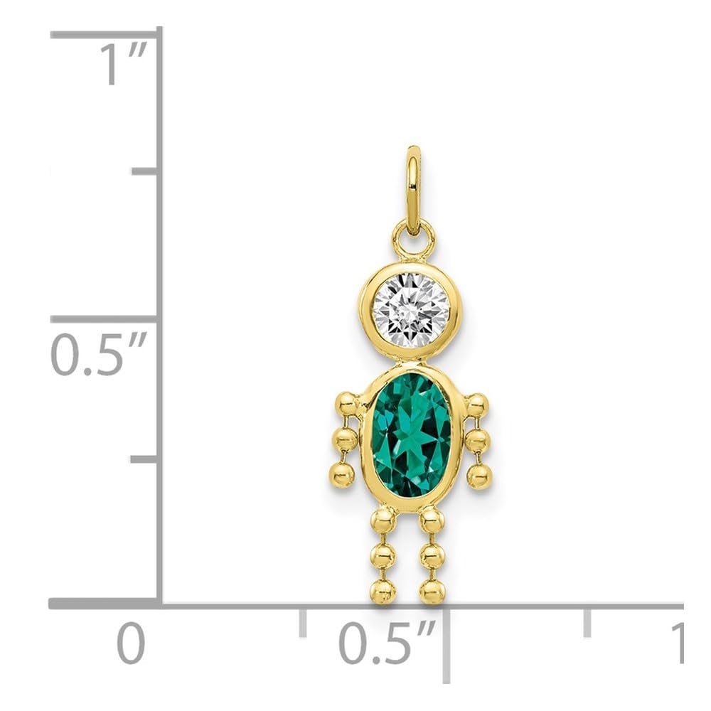 Auriga Fine Jewelry 10K Yellow Gold May Boy Birthstone Charm Pendant for Women (L- 0.79 Inch, W- 0.4 Inch)