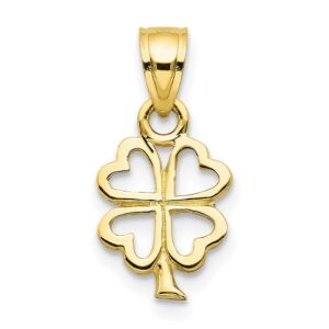 Auriga Fine Jewelry 10K Yellow Gold Four Leaf Clover Charm Pendant for Women (L- 0.6 Inch, W- 0.63 Inch)