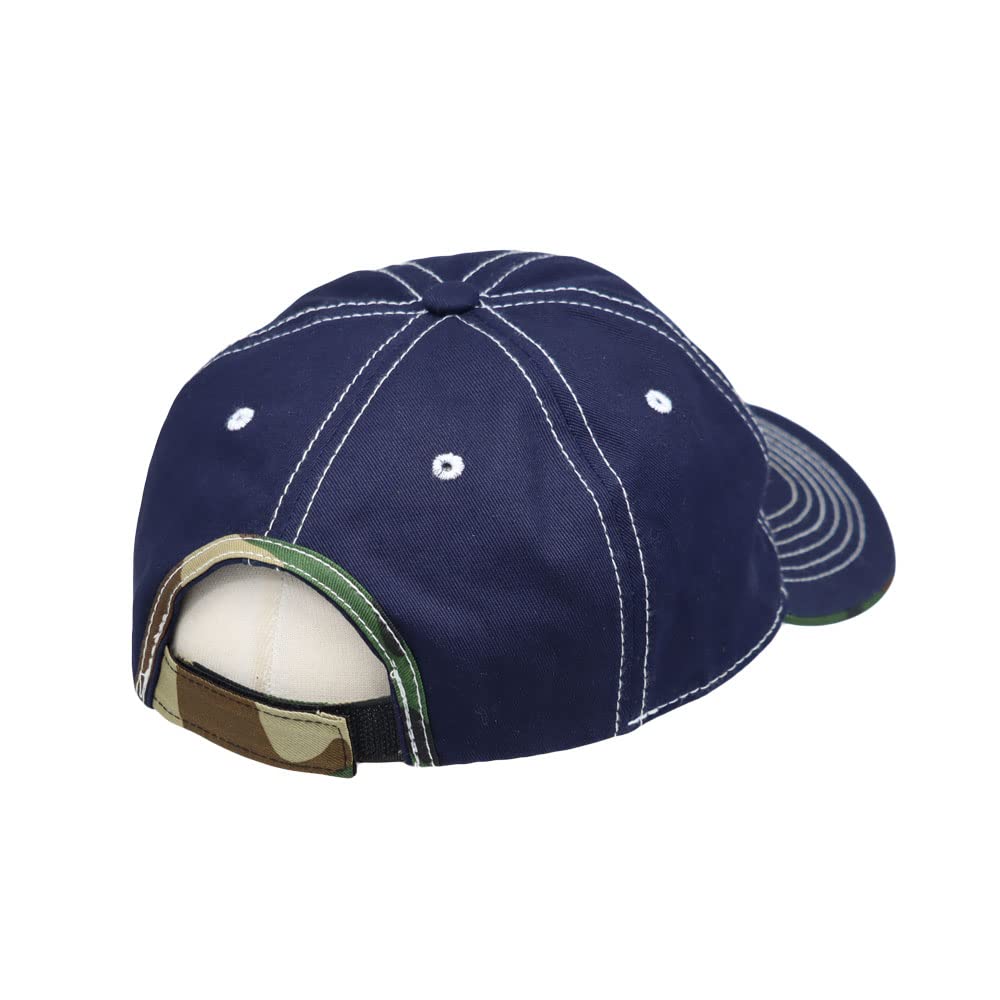 WITHMOONS Cotton Fishing Hat Fish Bone Embroidery Trucker Dad Baseball Cap YZ10119 (Navy)