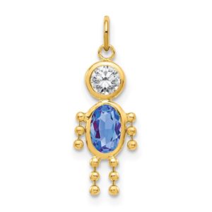 Auriga Fine Jewelry 10K Yellow Gold September Boy Birthstone Charm Pendant for Women (L- 0.79 Inch, W- 0.4 Inch)