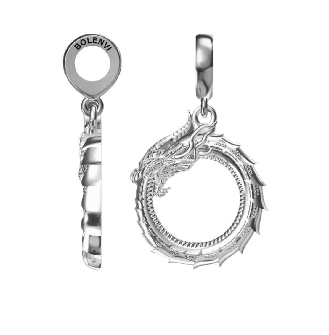 Infinity Dragon Circle Ouroboros 925 Sterling Silver Charm Bead For Pandora & Similar Charm Bracelets or Necklaces