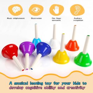 GuangTao King Hand Bells Set 8 Note Musical Bells with Colorful Songbook for Toddlers Children Kids Adults School Church Classroom Wedding