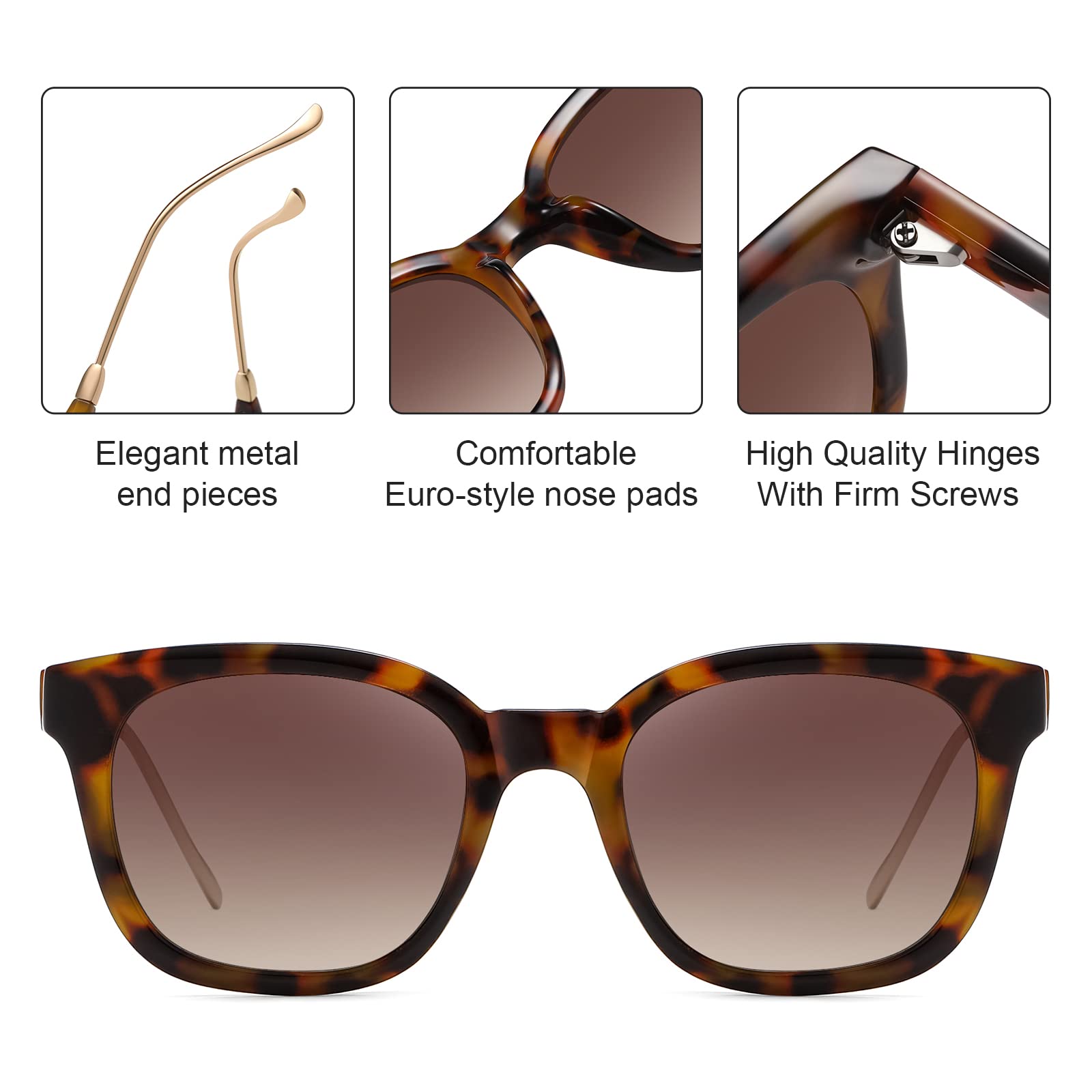 Polarized Sunglasses for Women Men Classic Square Sunglasses Retro Trendy Shades Sun Glasses UV400 Protection Lens