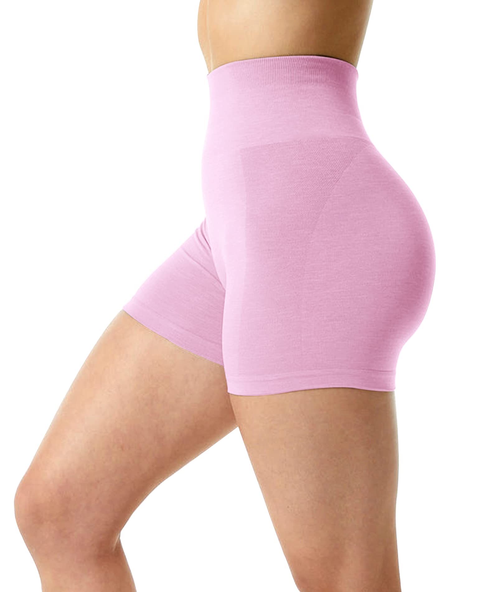 Unthewe Workout Butt Lifting Shorts for Women High Waisted Seamless Gym Yoga Booty Shorts(U526-Scrunch Pink-S)