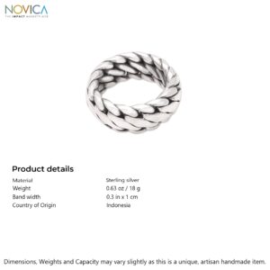 NOVICA Artisan Handmade Men's .925 Sterling Silver Ring Band No Stone Indonesia [10 mm W] 'Sanca Kembang Python'