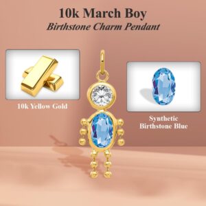 Auriga Fine Jewelry 10K Yellow Gold March Boy Birthstone Charm Pendant for Women (L- 0.79 Inch, W- 0.4 Inch)