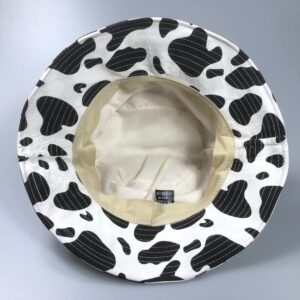 Cow Print Bucket Hat with Ears Horn Cute Animal Hats Cow Earrings for Women Black White