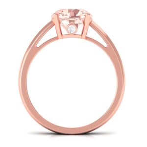 Natural Morganite Solitaire Engagement Ring| 8 MM Round| AAA Quality| October Birthstone Jewelry Gift for Women, 14K Rose Gold, Size:US 8.00