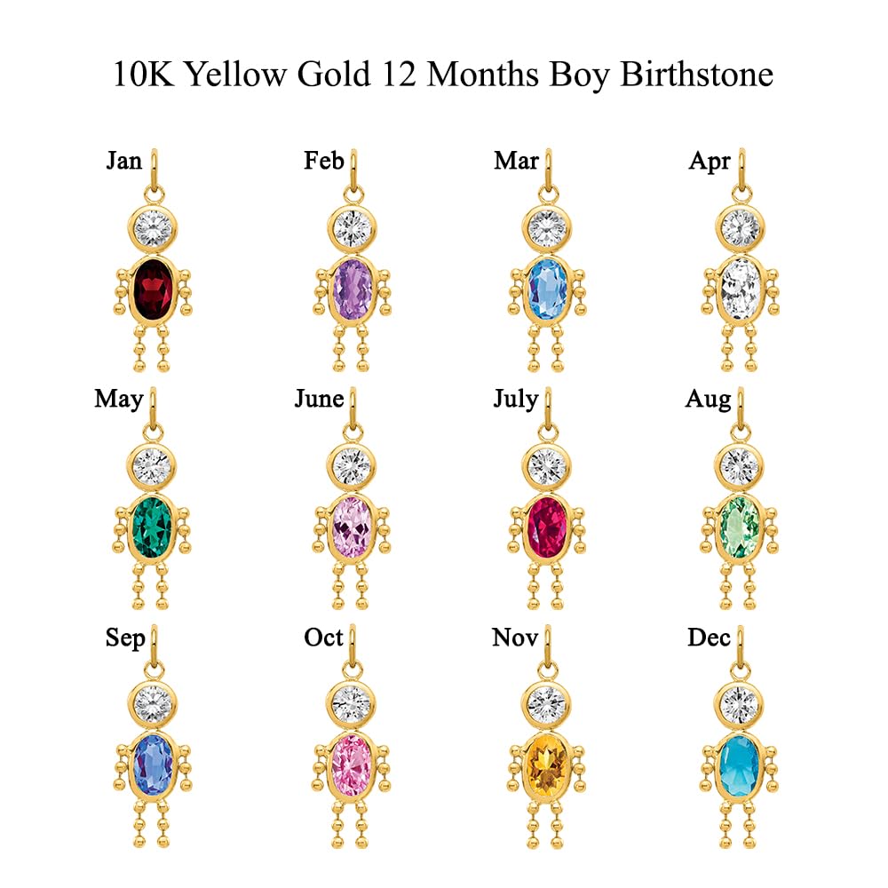 Auriga Fine Jewelry 10K Yellow Gold April Boy Birthstone Charm Pendant for Women (L- 0.79 Inch, W- 0.4 Inch)