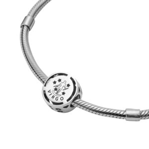 Zodiac Signs Birthday Symbols 925 Sterling Silver Charm Bead For Pandora & Similar Charm Bracelets or Necklaces (Virgo)