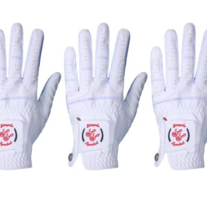 Men's Golf Glove Colorful Cabretta Leather And Synthetic Leather,Three Pack（Left is Wear on Left Hand,Right is Wear on Right Hand）Four Colors To Choose From Navy Blue/Sky/Red/Coffee(Sky,L,Left)