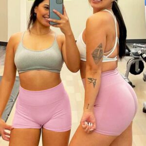 Unthewe Workout Butt Lifting Shorts for Women High Waisted Seamless Gym Yoga Booty Shorts(U526-Scrunch Pink-S)