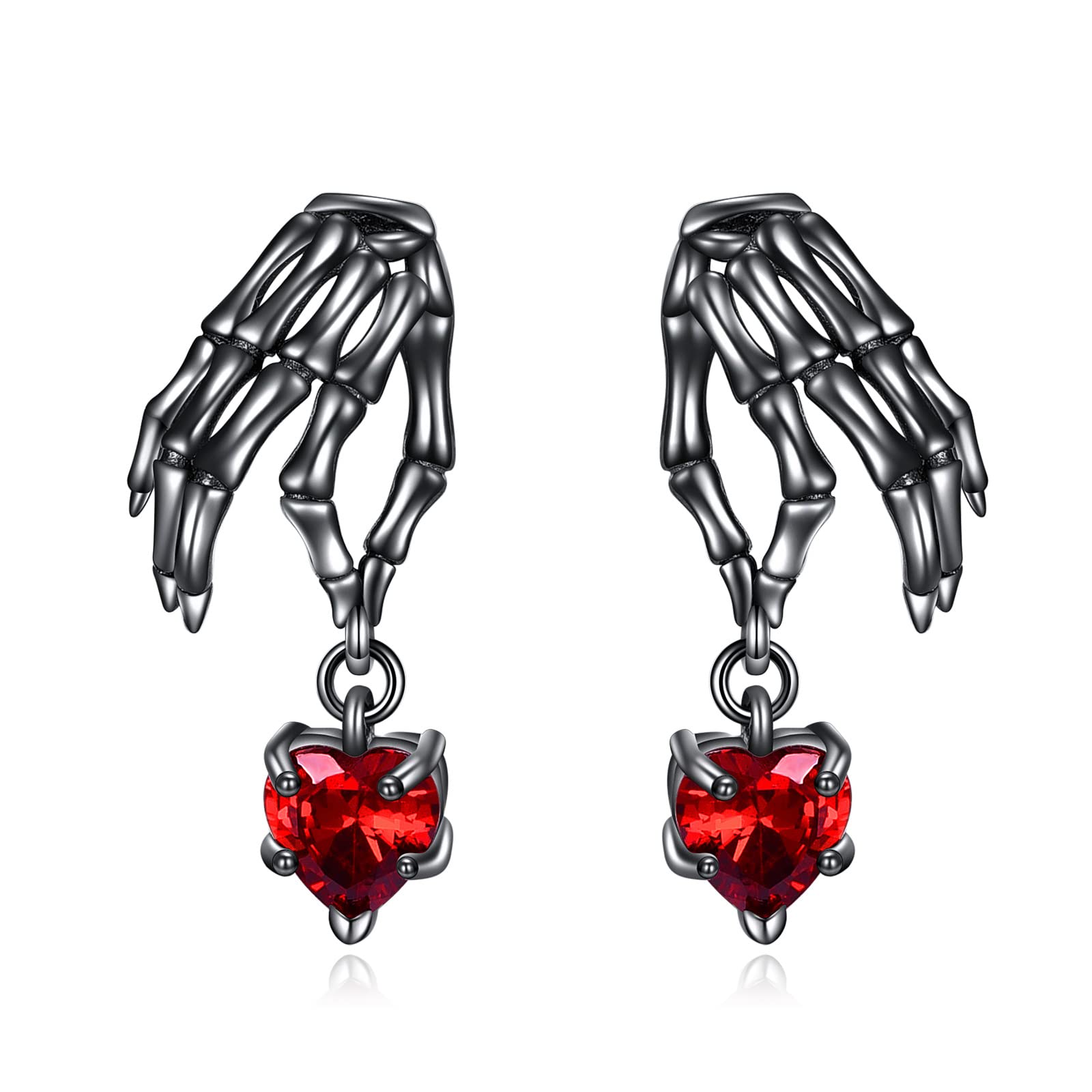 Skull Earrings Sterling Silver Skeleton Hand Drop Earrings Gothic Skull Valentine's Day Jewelry Gifts for Women