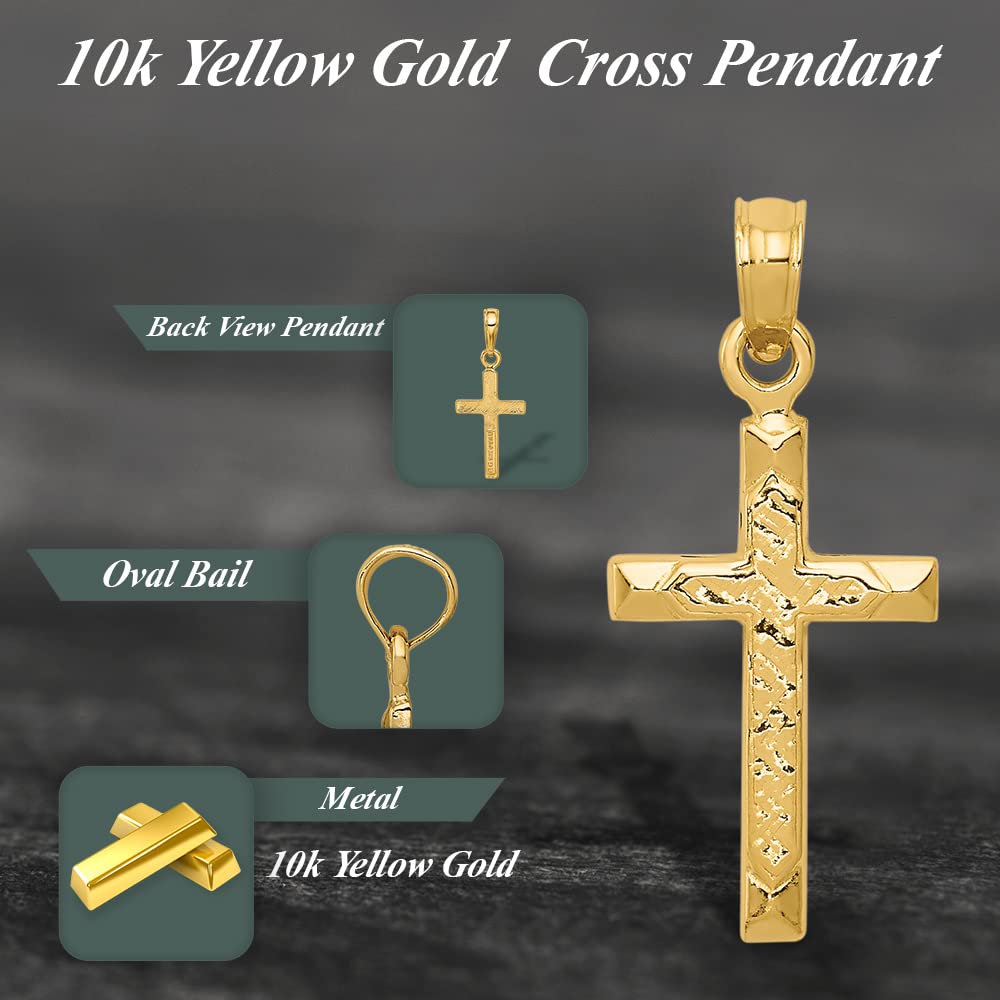 Auriga Fine Jewelry 10k Yellow Gold Cross Pendant (L- 24 mm, W- 10 mm) Gift for Women