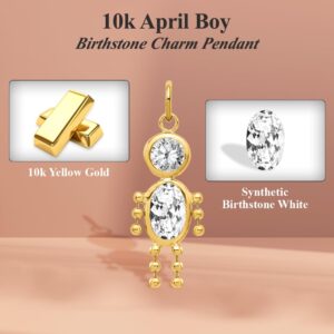 Auriga Fine Jewelry 10K Yellow Gold April Boy Birthstone Charm Pendant for Women (L- 0.79 Inch, W- 0.4 Inch)