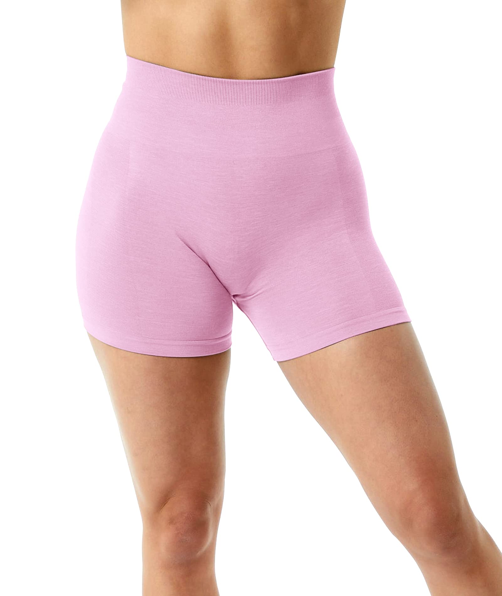 Unthewe Workout Butt Lifting Shorts for Women High Waisted Seamless Gym Yoga Booty Shorts(U526-Scrunch Pink-S)