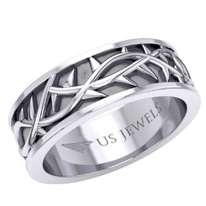 US Jewels Ladies 925 Sterling Silver Crown of Thorns Ring, Size 6